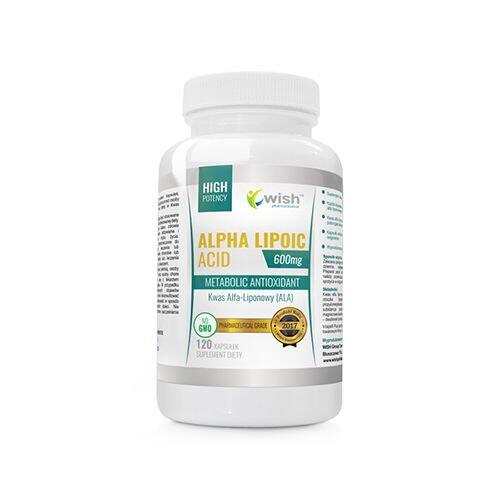WISH Pharmaceutical WISH Alpha Lipoic Acid 600mg Metabolic Antioxidant kwas Alfa Liponowy NO GMO suplement diety 120 kapsułek
