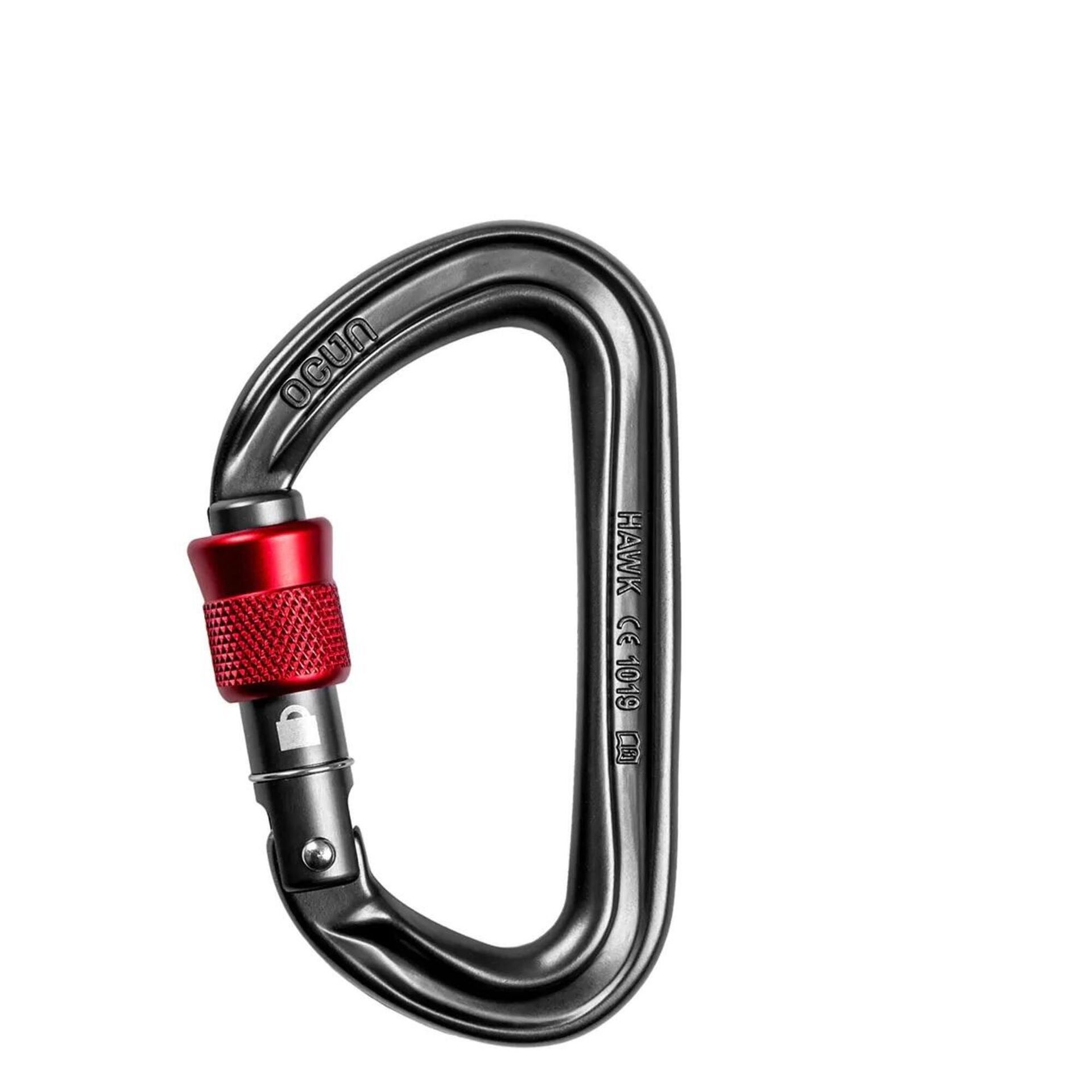 Ocun Hawk Screw Karabinek, antracite/red 2021 Karabinki zakręcane 03980-anthracite/red