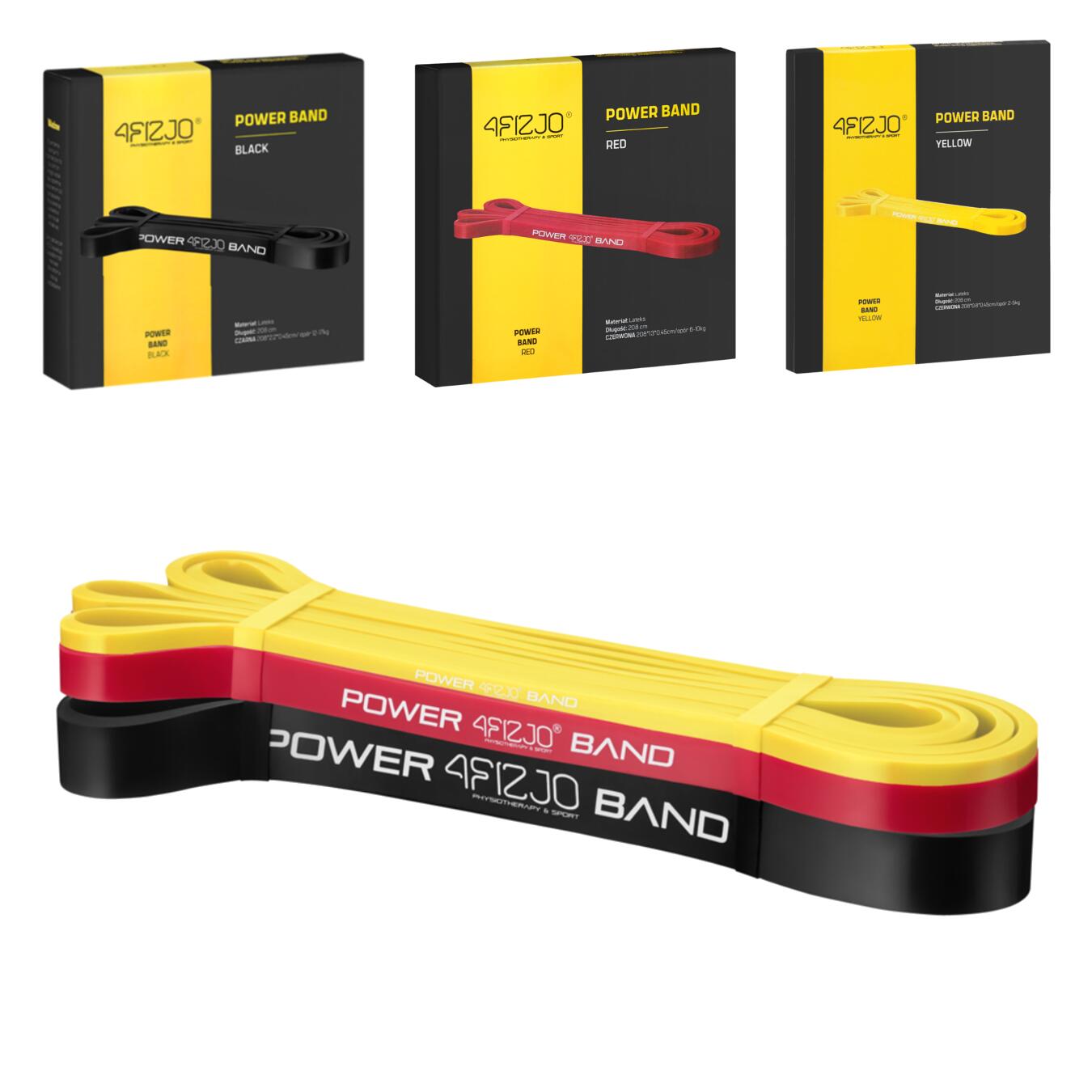 POWER BAND 4fizjo Zestaw Gum Do Ćwiczeń Crossfit Podciągania