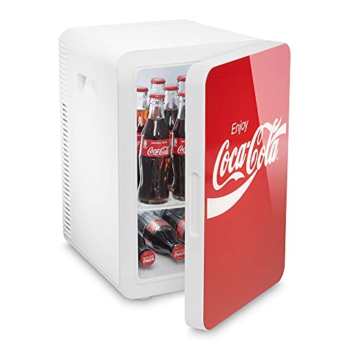 Mobicool Coca-Cola MBF20 Classic mini lodówka termoelektryczna, 20 l, lodówka z funkcją chłodzenia i ogrzewania, 12/230 V, czerwono-biała