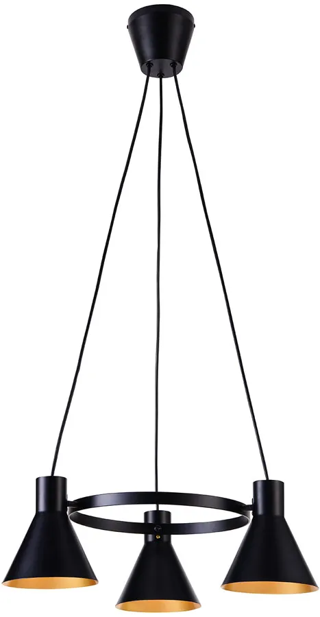 Czarna matowa potrójna lampa wisząca do loftu - 11X K106 N0-H18