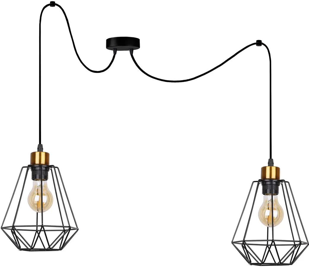 Druciana czarna lampa do industrialnej kuchni T6-C75