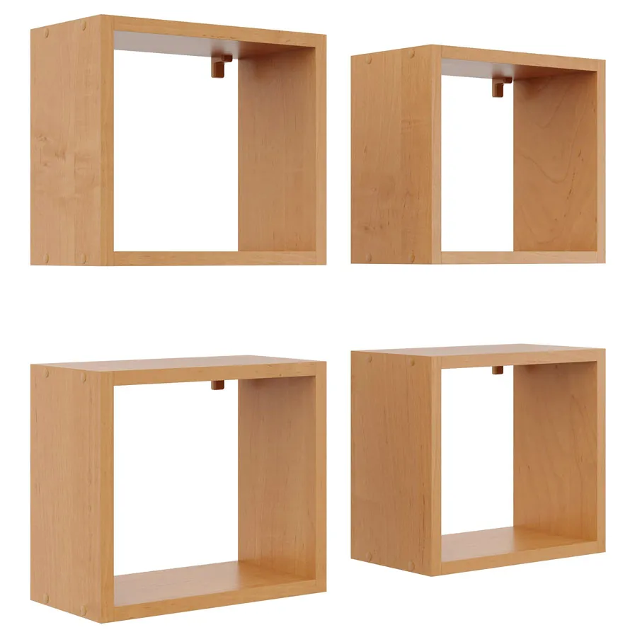 Kwadratowe półki ścienne w kolorze olcha W2-L75