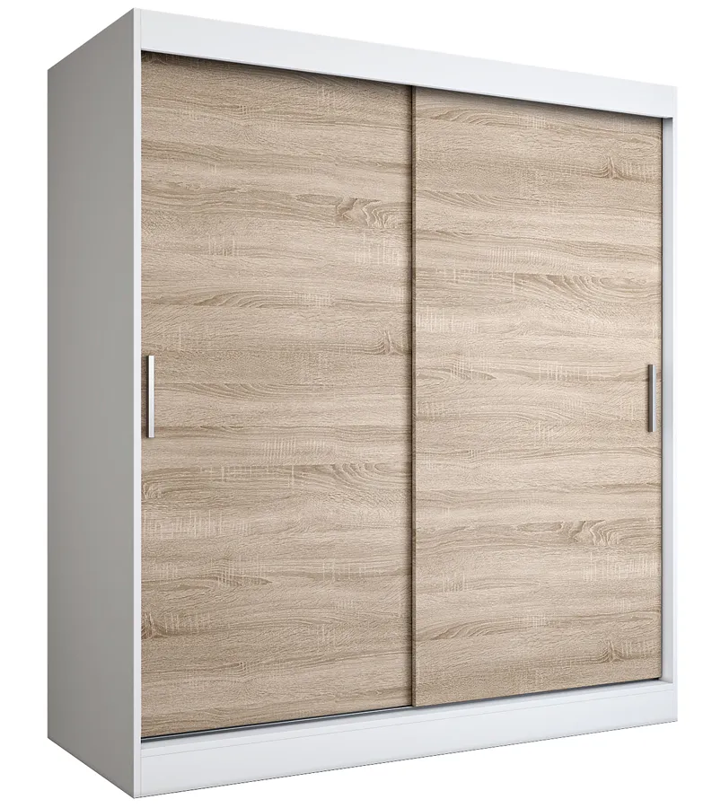 Szafa przesuwna 180 cm biel + dąb sonoma E7-P43
