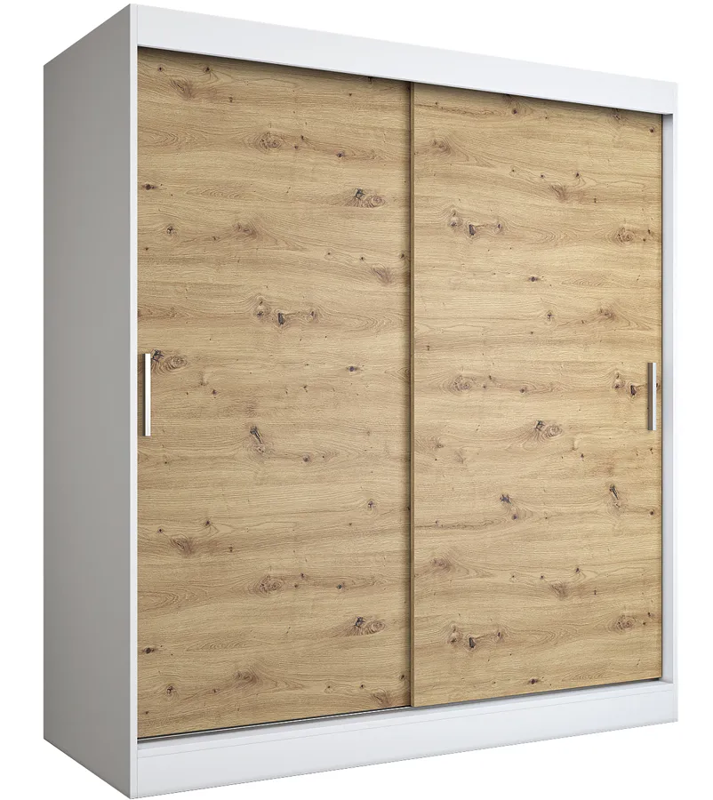 Szafa przesuwna 180 cm biel + dąb artisan A6-P49