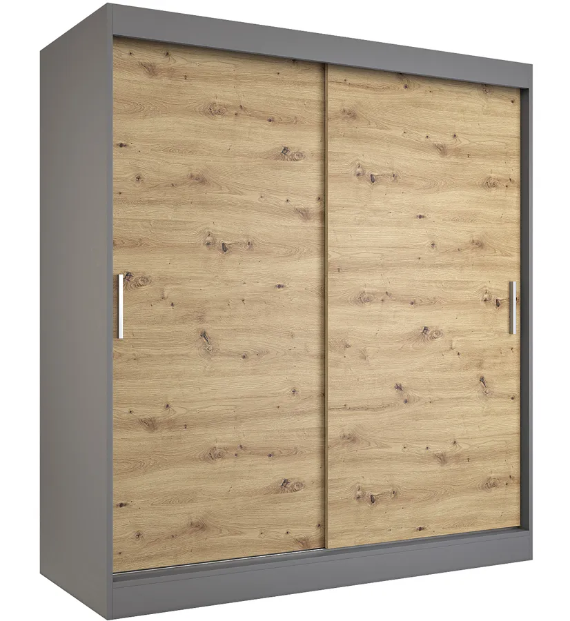 Szafa przesuwna 180 cm antracyt + dąb artisan P7-B02