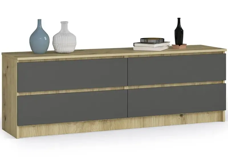 Z szufladami komoda do salonu dąb artisan + grafit D4-L67