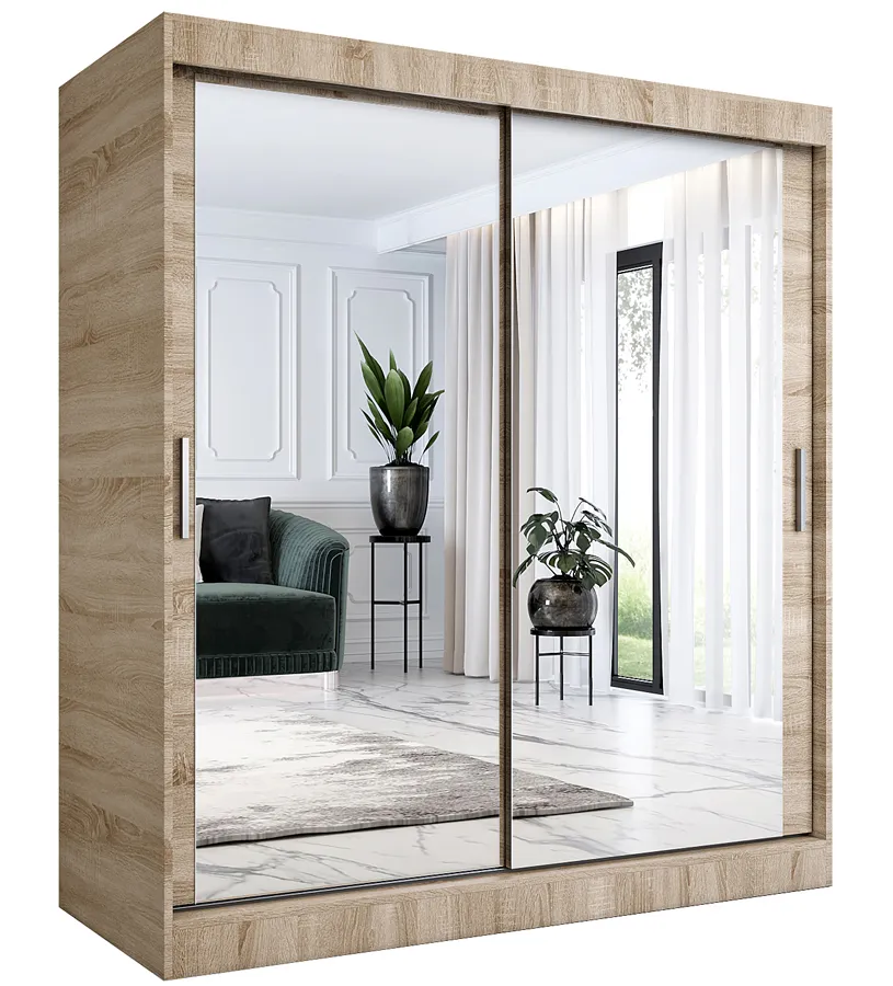 Szafa przesuwna z lustrem dąb sonoma 180 cm C8-R66