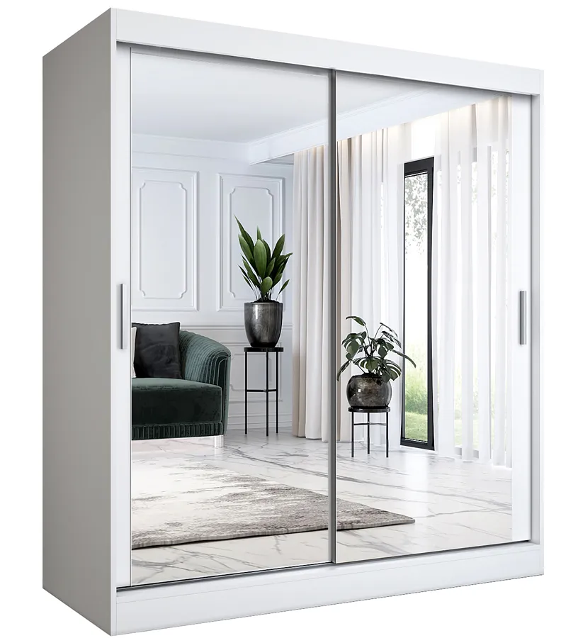 Biała szafa przesuwna z lustrem 180 cm N3-G21