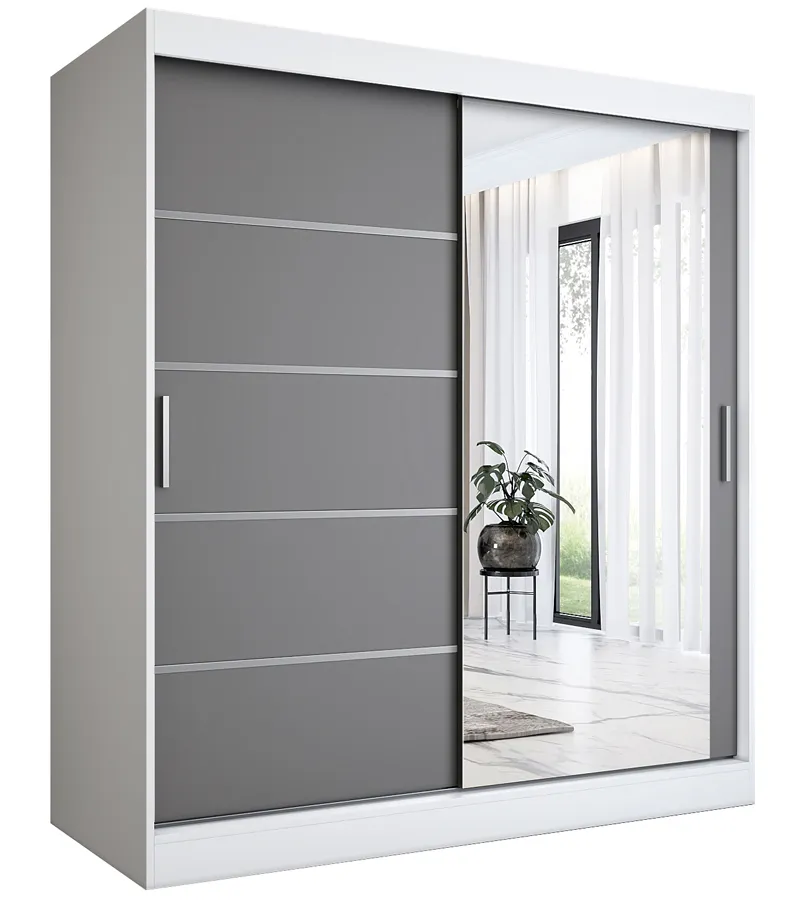 Szafa przesuwna 180 cm biel + antracyt Solex