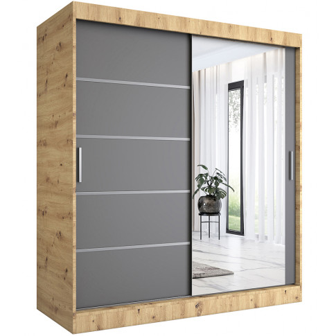 Szafa przesuwna 180 cm dąb artisan + antracyt Z0-D13