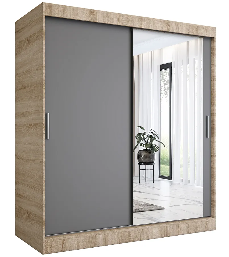 Szafa przesuwna dąb sonoma + antracyt 180 cm E7-F29