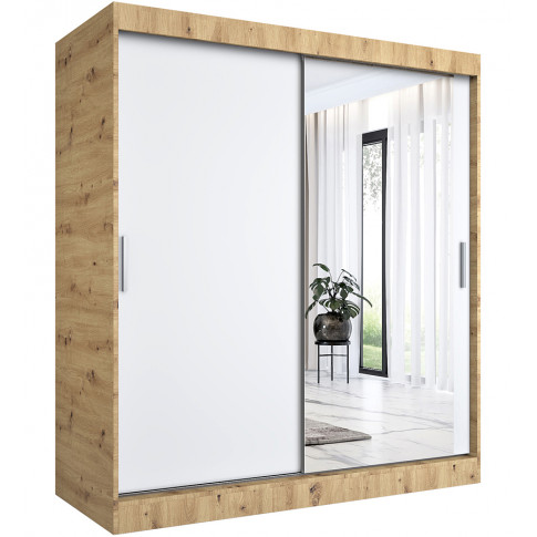 Szafa przesuwna dąb artisan + biały 180 cm S4-F54