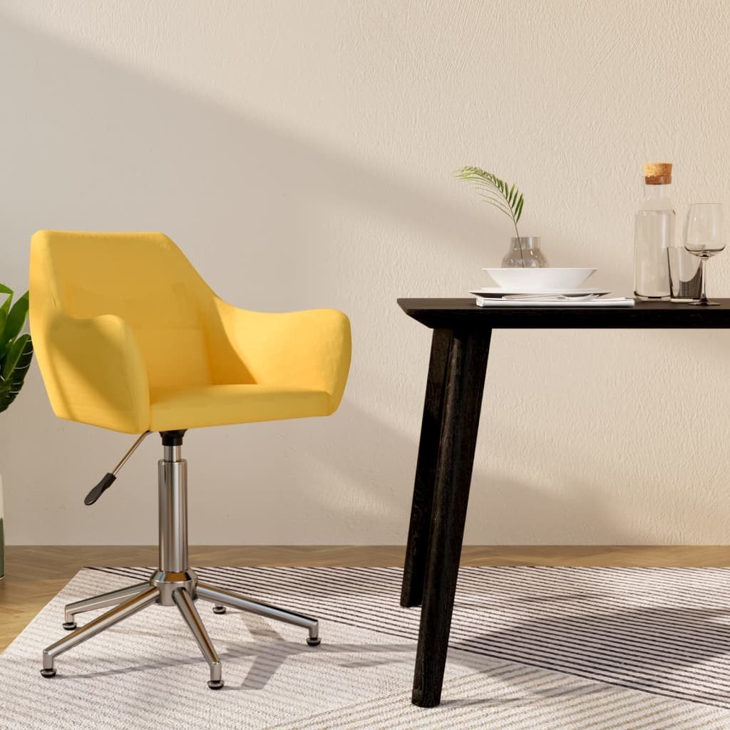shumee Obrotowe krzesło stołowe żółte obite tkaniną
