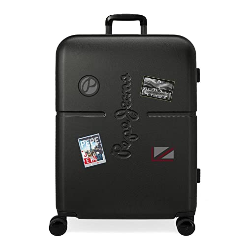 Pepe Jeans Klatka piersiowa średnia walizka, 48 x 70 x 28 cm, czarny/biały, 48x70x28 cms, Średnia walizka