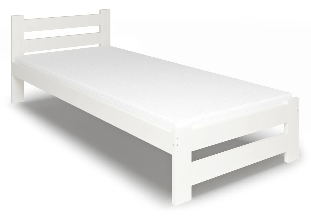 Białe jednoosobowe łóżko z drewna 80x200 W5-D07