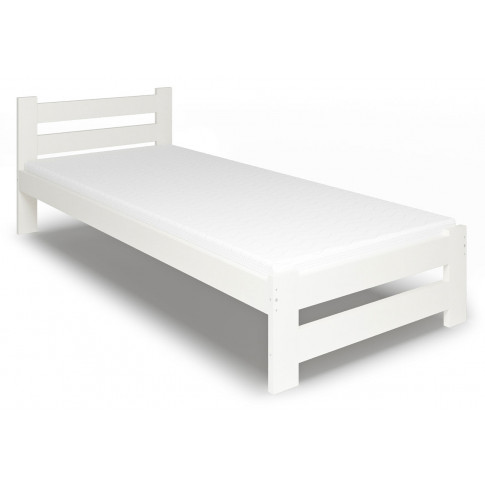 Białe pojedyncze łóżko z materacem 90x200 - Zinos