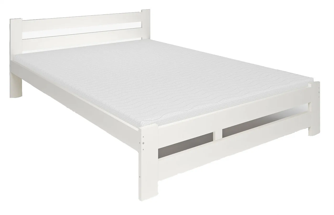 Białe małżeńskie łóżko drewniane 140x200 W9-N11