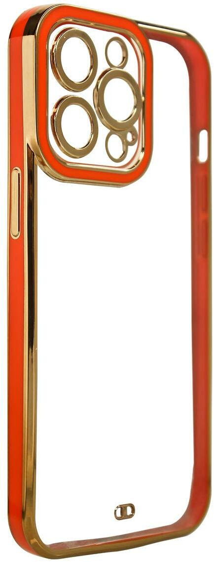 Fashion Case etui do iPhone 13 Pro żelowy pokrowiec ze złotą ramką czerwony
