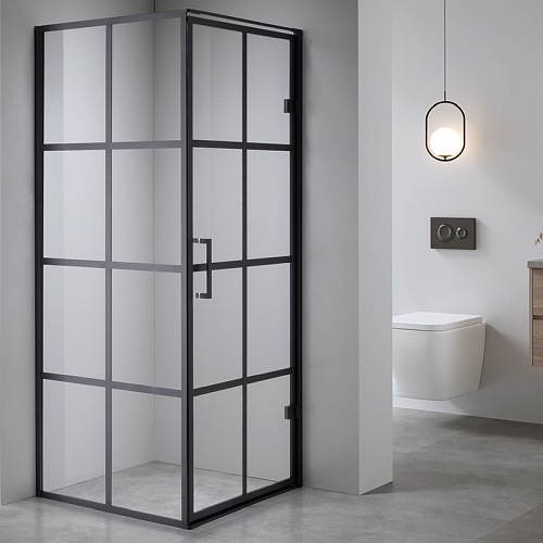 Kabina prysznicowa loft kwadratowa 80x80 czarne szprosy na szkle BS10A