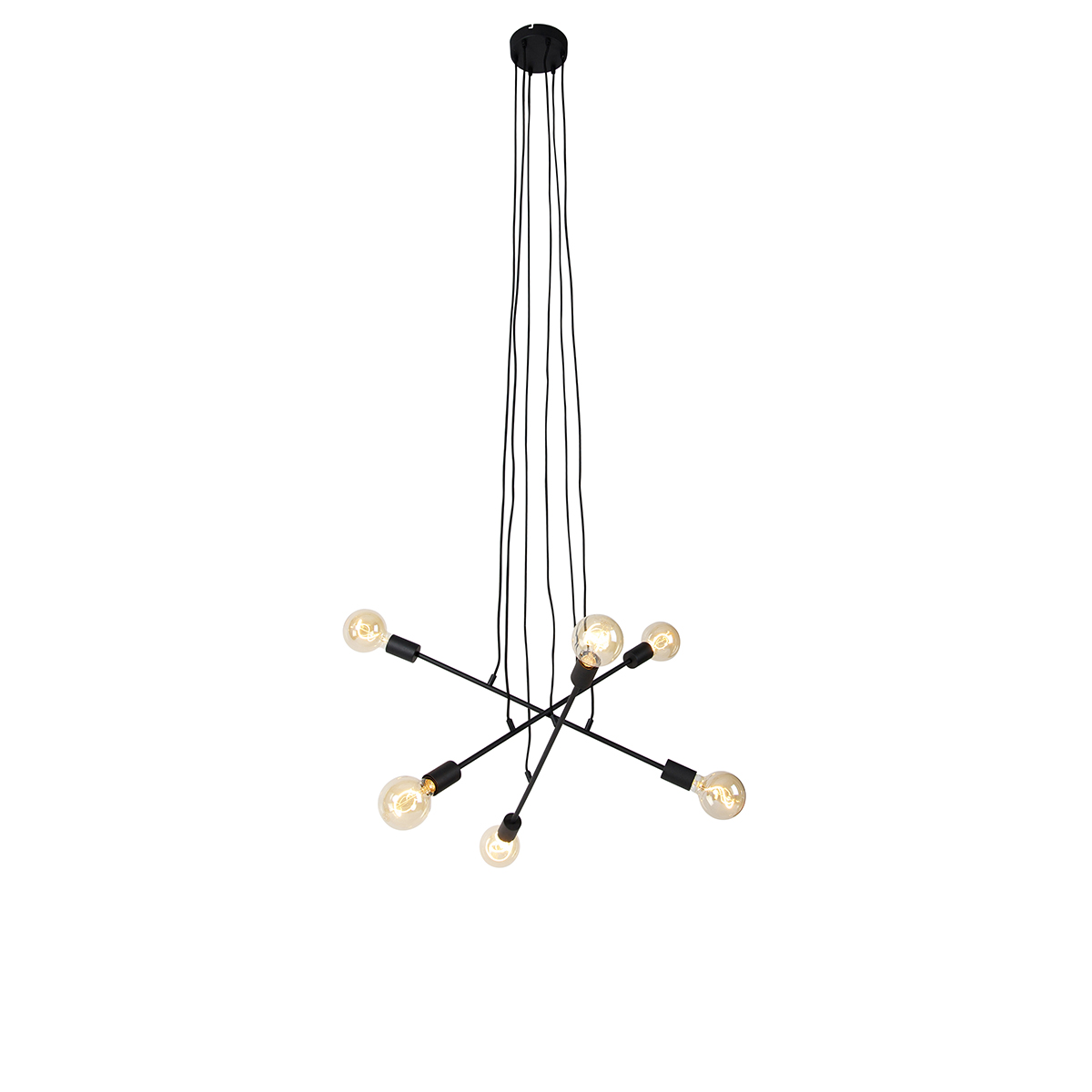 QAZQA Nowoczesna lampa wisząca czarna 80 cm 6 świateł - Sydney