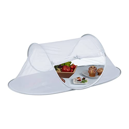 Relaxdays Osłona na muchy, składana osłona na owoce, ciasto, wys. x szer. x gł.: 40 x 110 x 58 cm, osłona owocowa, szara/biała