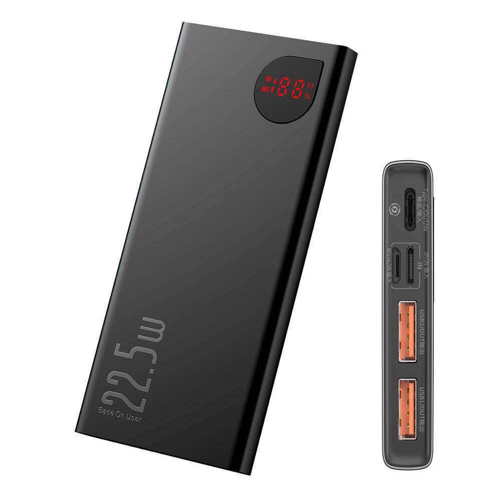 Baseus Adaman power bank 10000mAh 22,5W 2x USB / 1x USB Typ C Power Delivery Quick Charge czarny (PPAD000001) hurtel-79991-0