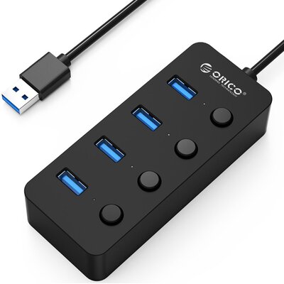 ORICO Hub Usb 3.0. z włącznikami, 5x Usb (czarny)