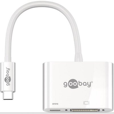 Goobay urządzenie USB-C -adapter DVI, PD, biały, 0.15 m, torebka plastikowa Rozszerzona USB-C w celu złącze DVI 4040849621086