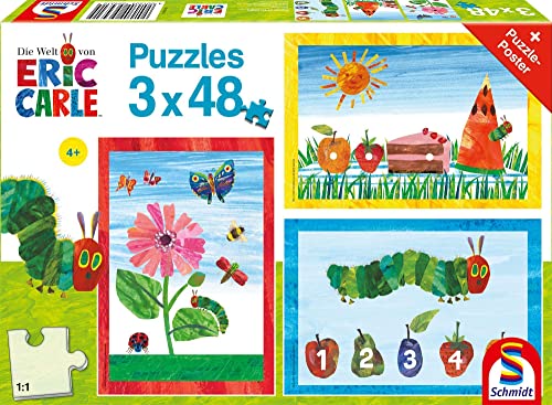 Die Welt der kleinen Raupe Nimmersatt, 3x48 Teile: Kinderpuzzle Die kleine Raupe Nimmersatt 3x48 Teile