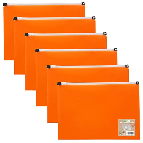 eco-eco A5 50% rozszerzany portfel na dokumenty z recyklingu, pomarańczowy, (6 sztuk), eco106 x 6 ORANGE