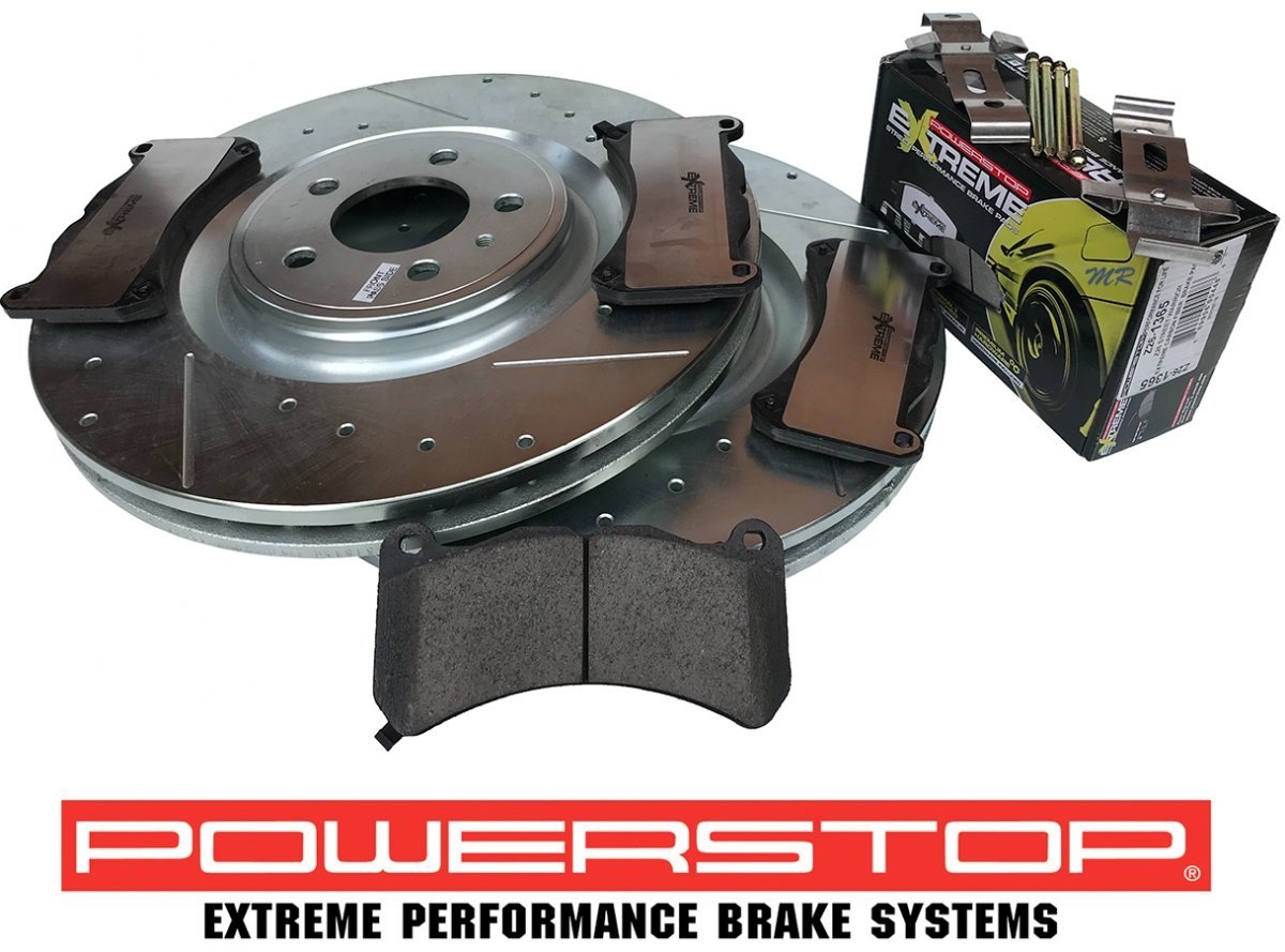 Przednie klocki Z26 + WIERCONE NACINANE tarcze hamulcowe 380mm POWERSTOP Ford Mustang Shelby GT500 5,8 V8