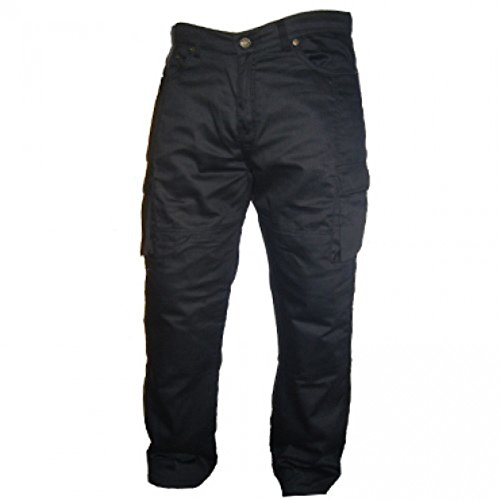Australian Bikers Gear ABG – dżinsy motocyklowe/spodnie cargo – z DuPontTM Kevlararamid FIBRE zdejmowane wyposażenie, czarne, 46R/L32 (36R)
