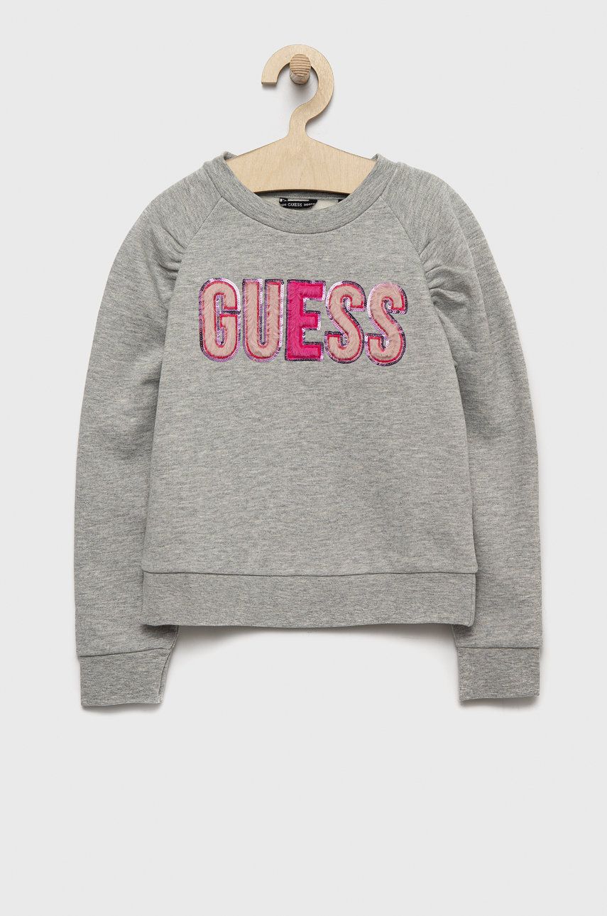 Guess bluza dziecięca kolor szary z aplikacją