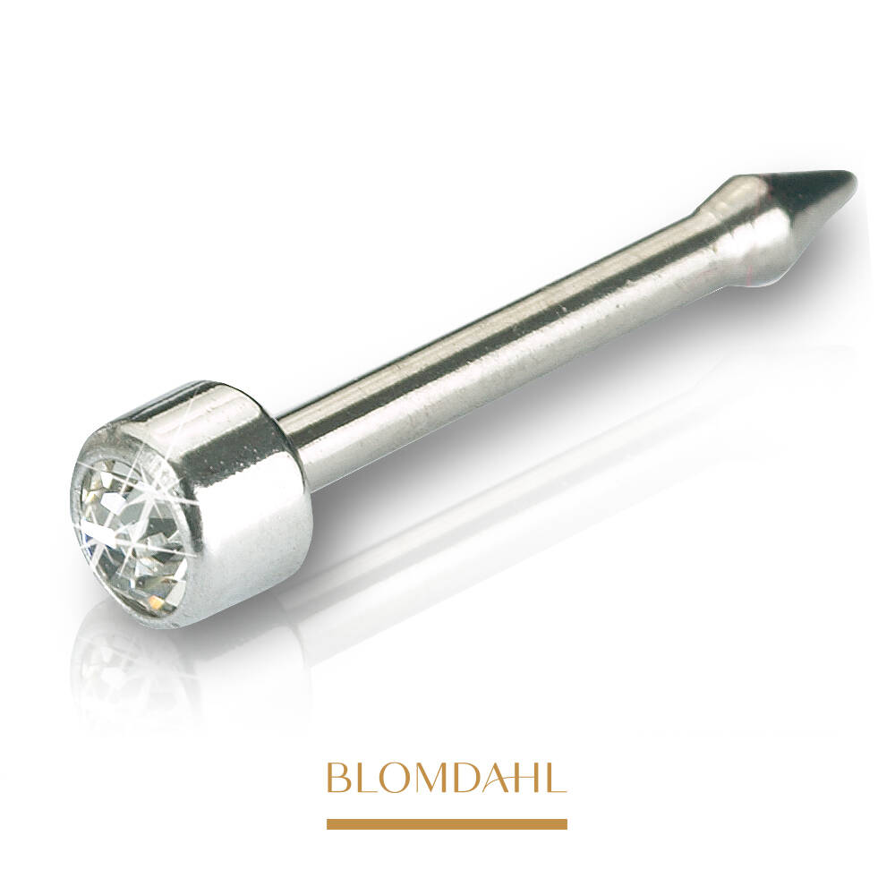 Blomdahl - Kolczyk do Nosa Long Mini Bezel Crystal 3mm