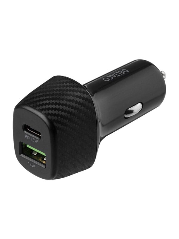 Deltaco USB car charger 1x USB-C PD 18 W 1x USB