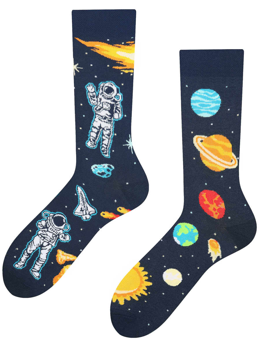 Skarpetki męskie - Kosmos Todo Socks, Kosmonauta, Planety, Słońce Kolorowe Skarpetki - grafika 1