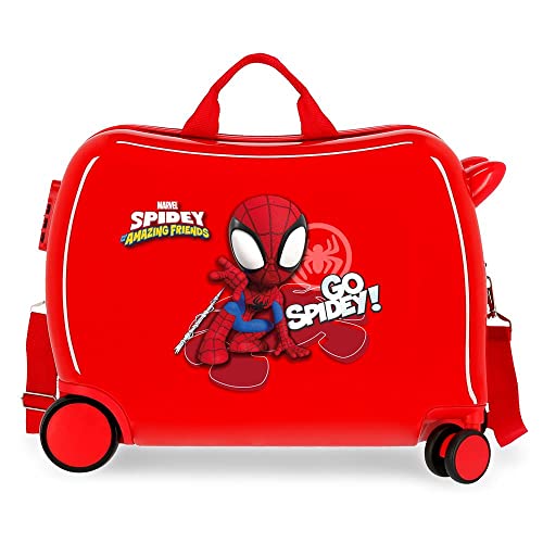 Marvel Go Spidey walizka dla dzieci czerwona 50 x 39 x 20 cm sztywny ABS zamek szyfrowy z boku 34 l 1,8 kg 4 koła bagaż podręczny, czerwona walizka dla dzieci, Czerwony, Walizka dla dzieci