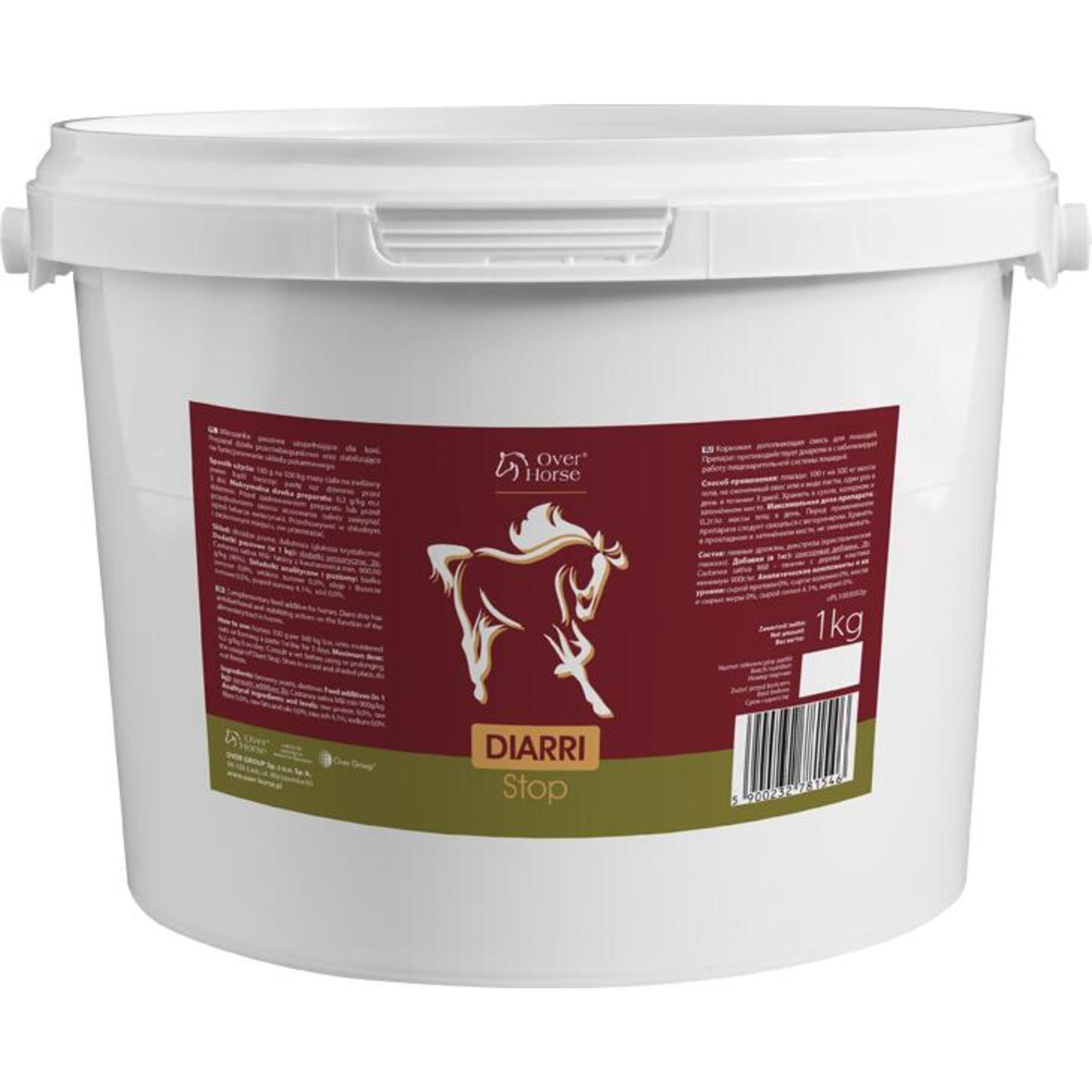 OVER HORSE DIARRI Stop 1 kg Produkt o działaniu przeciwbiegunkowym oraz stabilizującym funkcjonowanie układu pokarmowego u koni