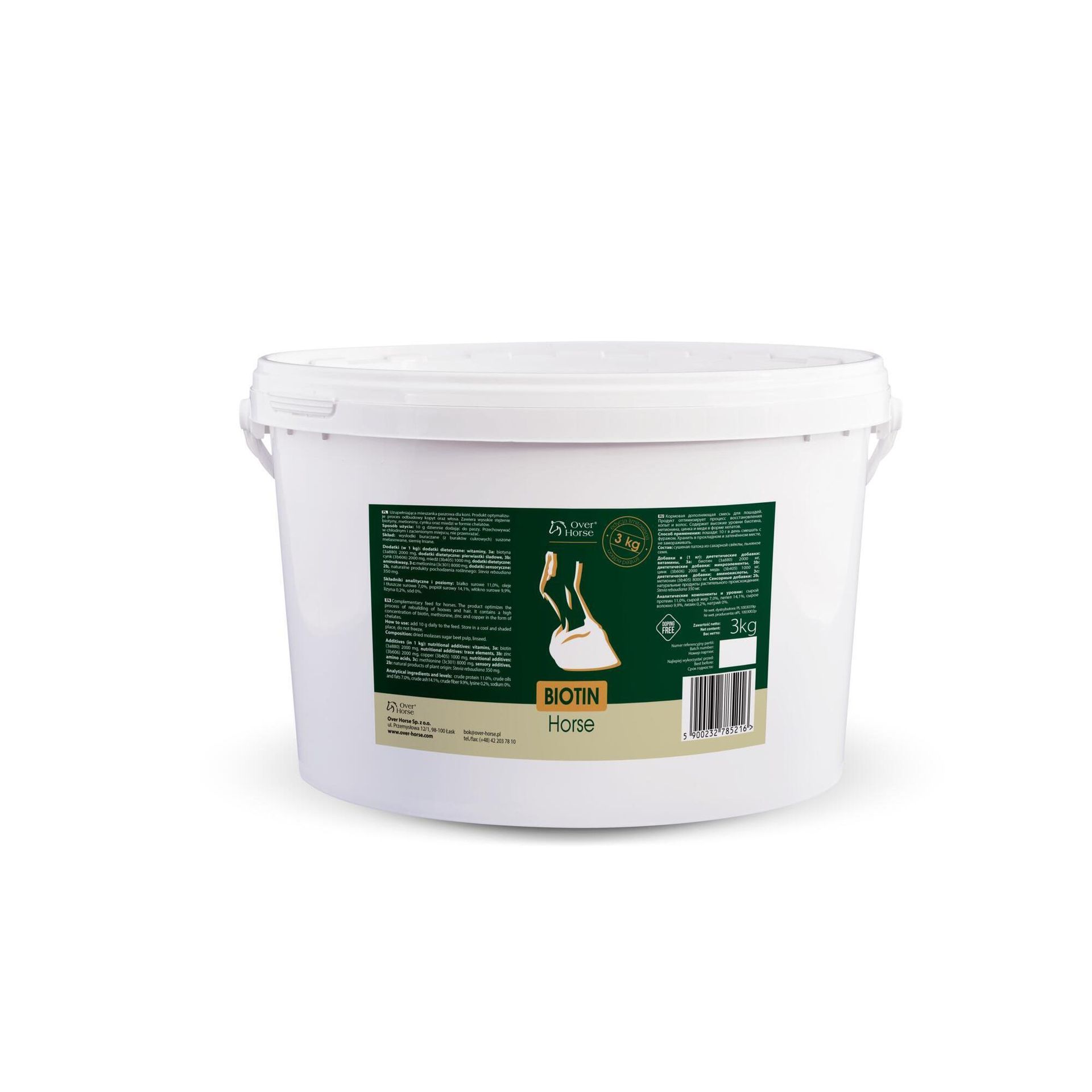 OVER HORSE Biotin Horse 3kg Suplement wspierający wzrost i jakość rogu kopytowego oraz włosa