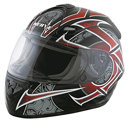 NERVE 1518040101_05 NH2013 kask motocyklowy na całą twarz, czarny/czerwony, XL