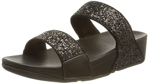 Fitflop Damskie brokatowe kapcie Lulu, Czarny połyskujący, 41 EU