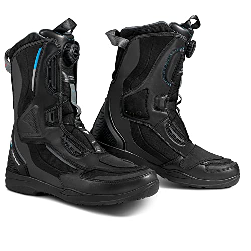 SHIMA STRATO LADY WP, wodoszczelne buty motocyklowe, damskie, lekkie, wentylowane, wzmocnione buty trekkingowe z systemem szybkiego zamykania ATOP, ochrona kostek, antypoślizgowa podeszwa (czarne, 38)