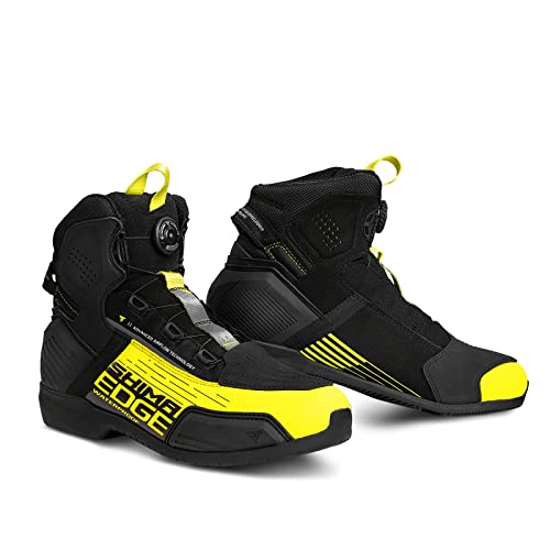 SHIMA EDGE WP, wodoodporne buty motocyklowe dla mężczyzn, wzmocnione buty do jazdy po ulicy z systemem zamykania ATOP, podparcie kostki, antypoślizgowa podeszwa, uchwyt zmiany biegów (fluorescencyjny, 48)
