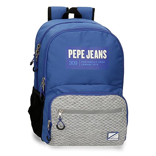 Pepe Jeans Darren Plecak szkolny z podwójną komorą niebieski 33 x 46 x 17 cm poliester 25,81 l, niebieski, plecak szkolny z podwójną komorą, NIEBIESKI, Plecak szkolny z podwójną przegrodą