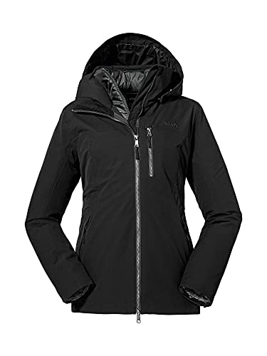 Schöffel Kurtka damska 3 w 1 Krakau L wiatro- i wodoszczelna kurtka zimowa z 4-kierunkowego stretchu, ze zdejmowanym kapturem, z oddzielnie pikowaną kurtką