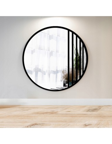 Lustro okrągłe ze szprosami OTTOS LOFT w czarnej matowej ramie mdf - kolor ramy do wyboru, Dostępne wymiary: Średnica 140cm