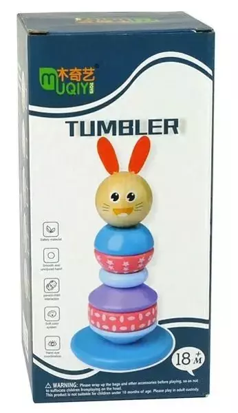 Drewniana Edukacyjna Piramidka Żaba Zielona Balansująca Wieża