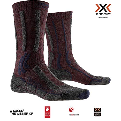 Skarpety X-Socks Trek X Merino Light Socks czerwony Dark Ruby/Midnight Blue 45-47