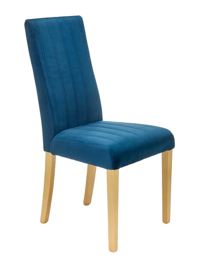 Niebieskie drewniane krzesło welurowe N1-W54